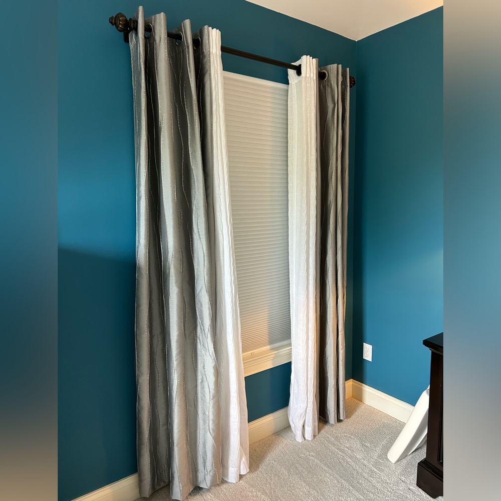 Gray Grommet Top Curtain Panels (2) - Modern Window Drapes